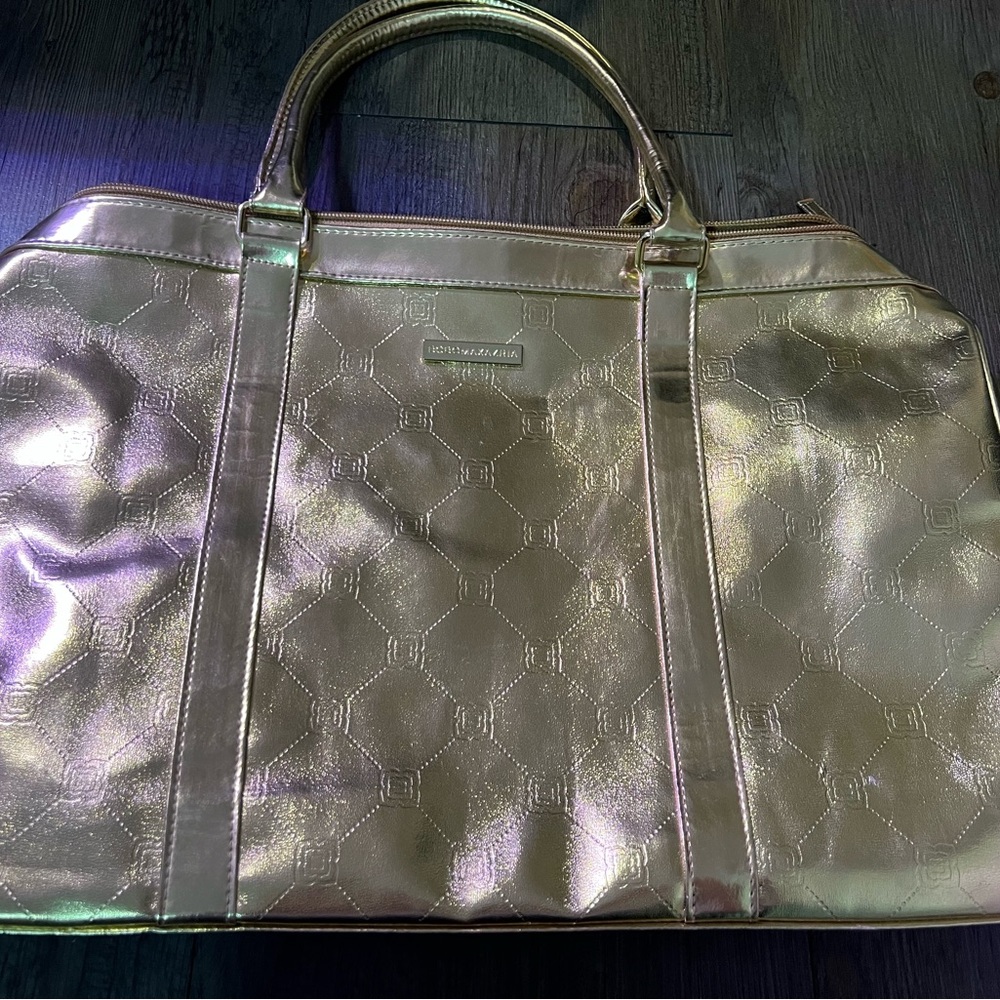 Gold Bag with Structured Design and Textured Finish